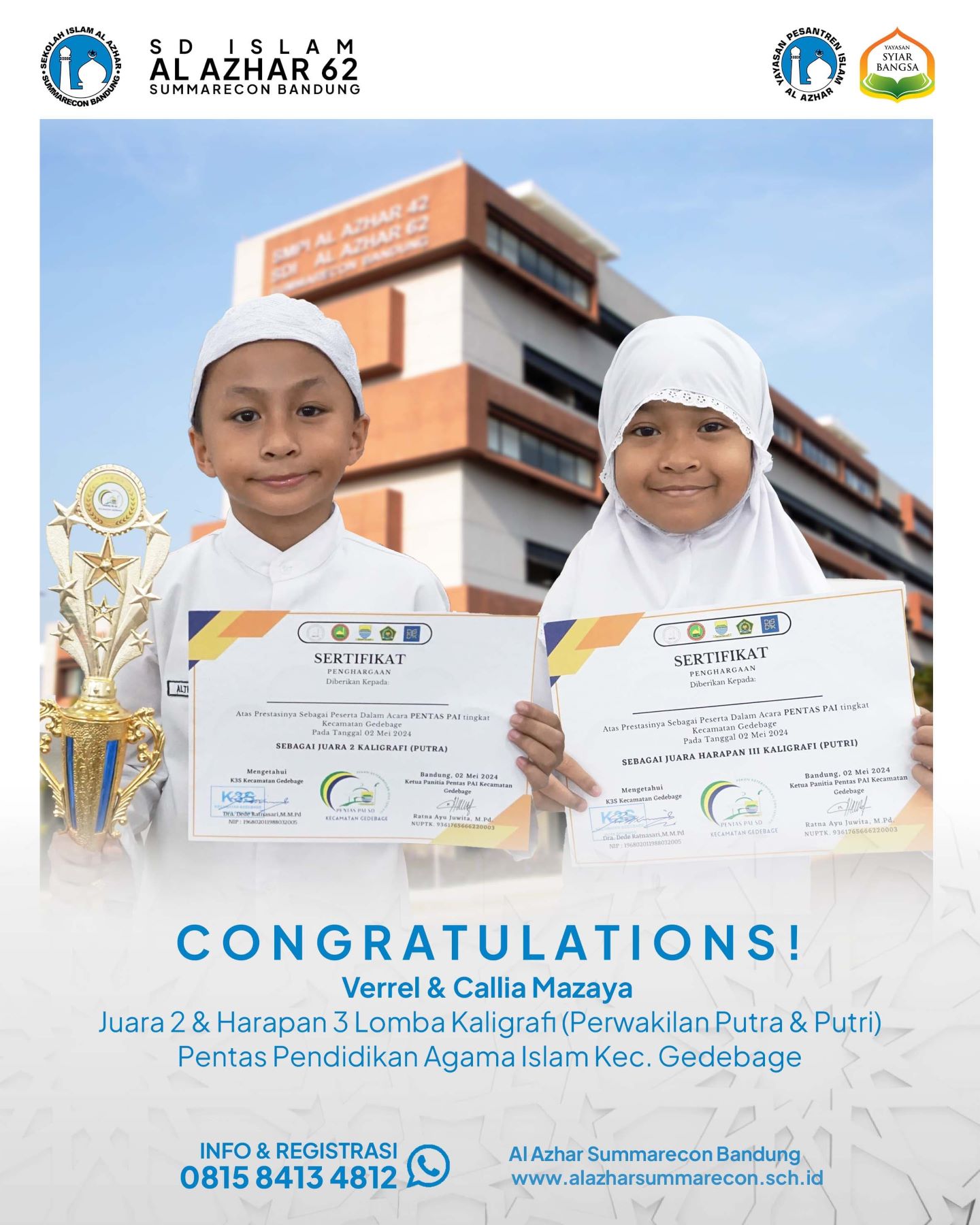 Juara 2 & Harapan 3 Lomba Kaligrafi